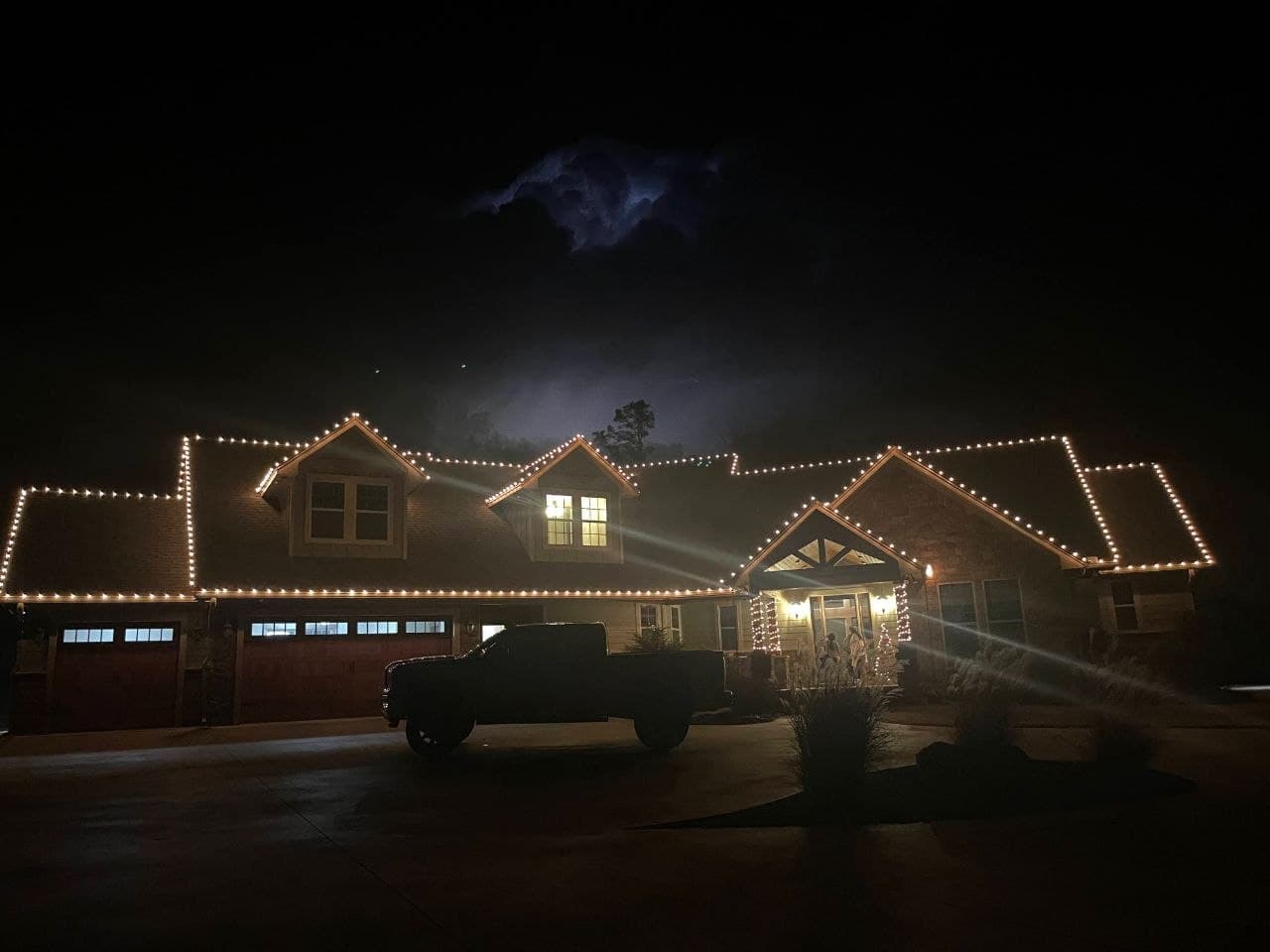 Christmas lights installation - home exterior